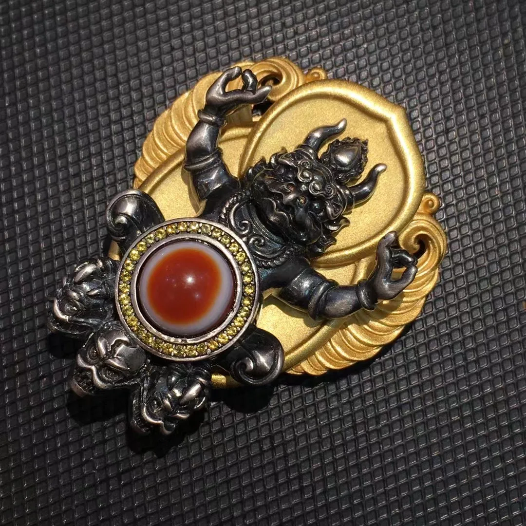 Ultra Magic Energy Tibetan Old Agate Silver Inlay Heaven Eye Totem Dapeng Bird Pendant A LKbrother Sauces Top Quality F029A