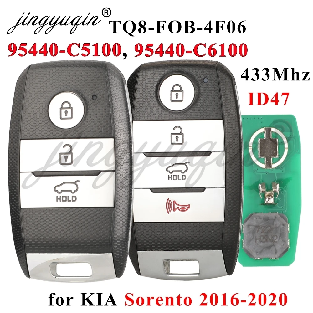 

jingyuqin Car Remote Control Key For KIA Sorento 2015 -2020 95440-C5100 /95440-C6100 TQ8-FOB-4F06 ID47 433MHz Keyless Go Card