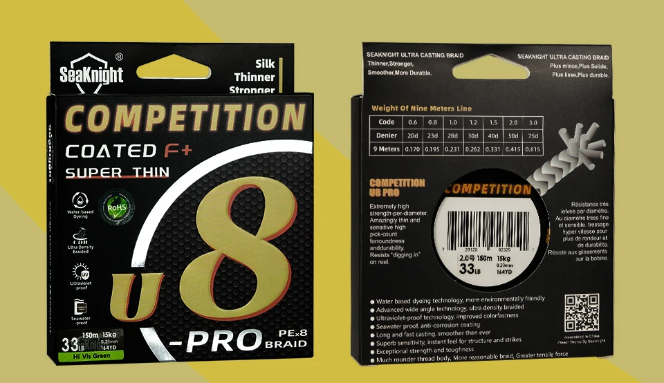SeaKnight 8-Strang-Angelschnur 15LB-45LB Superdünne U8 Pro 150M – Anti-UV-Beschichtet F+ Salzwassergeschützt Wettbewerbsserie – Detail 14