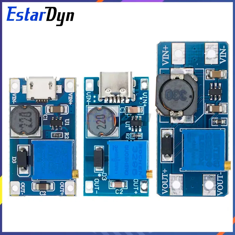 3pcs MT3608 DC-DC Adjustable Boost Converter Module 28V 2A Step-Up Power Supply High Efficiency for Arduino DIY Projects
