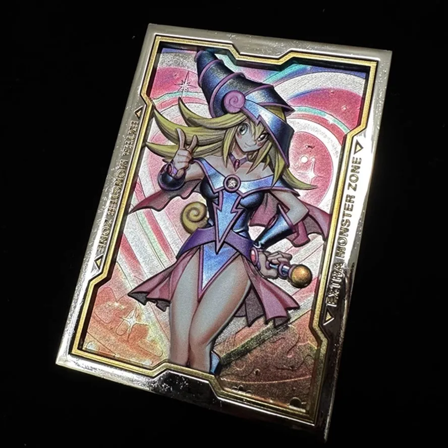 59X86Mm Diy Self Made Yu-Gi-Oh! Black Magician Girl Love Collection Card Color Three-Dimensional Metal Card Anime Cards Gift