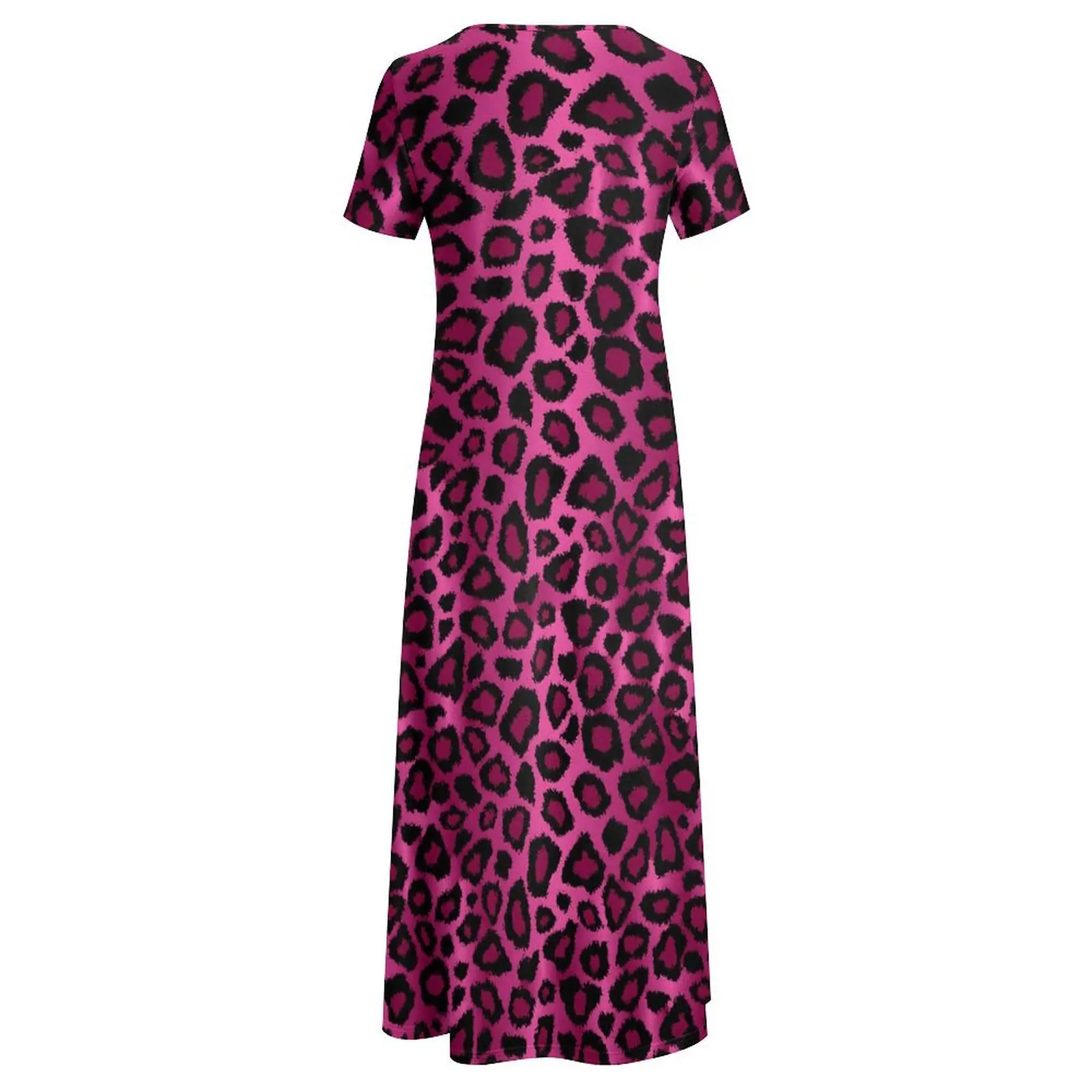 Vestido leopardo rosa estampa animal moderno maxi vestido feminino manga curta engraçado boho praia vestidos longos tamanho grande 6xl 7xl