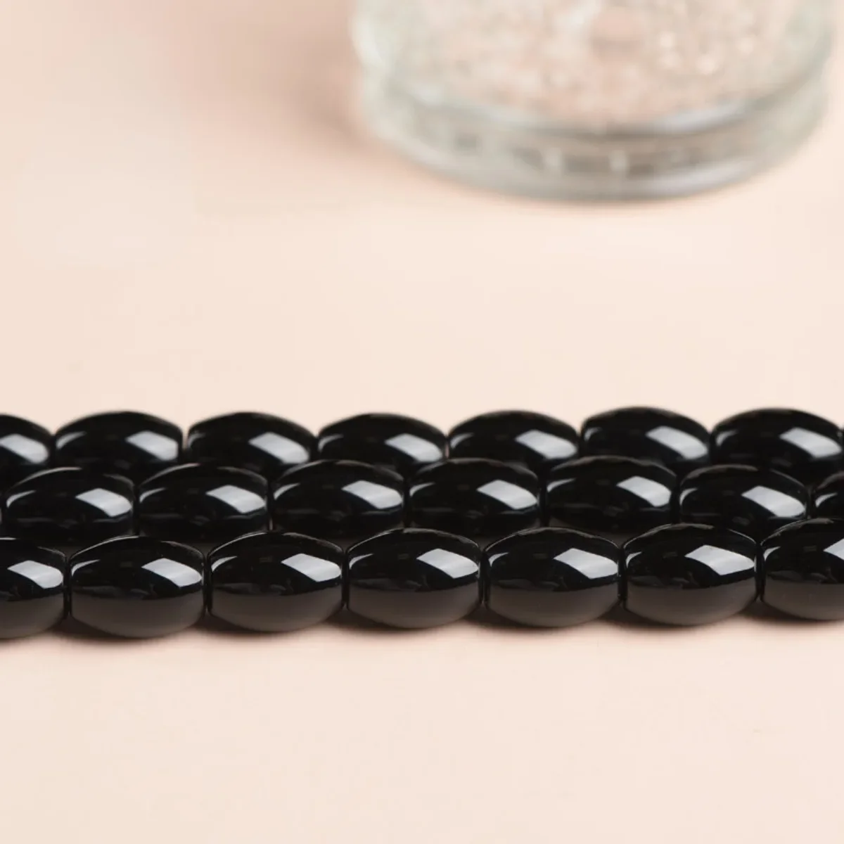 6X9/8X12mm Rice Shape Black Agate Onyx Loose Beads Women Men Jewelry Making Design DIY Necklace Carnelian Stone Accessory Crafts