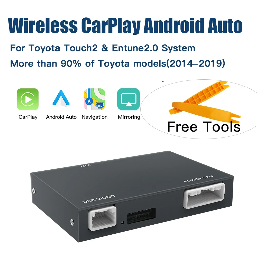 

AUTOABC Wireless Carplay Android Auto For Toyota RAV4 Corolla Tacoma Camry CHR Tundra Highlander 4Runner multimedi decode