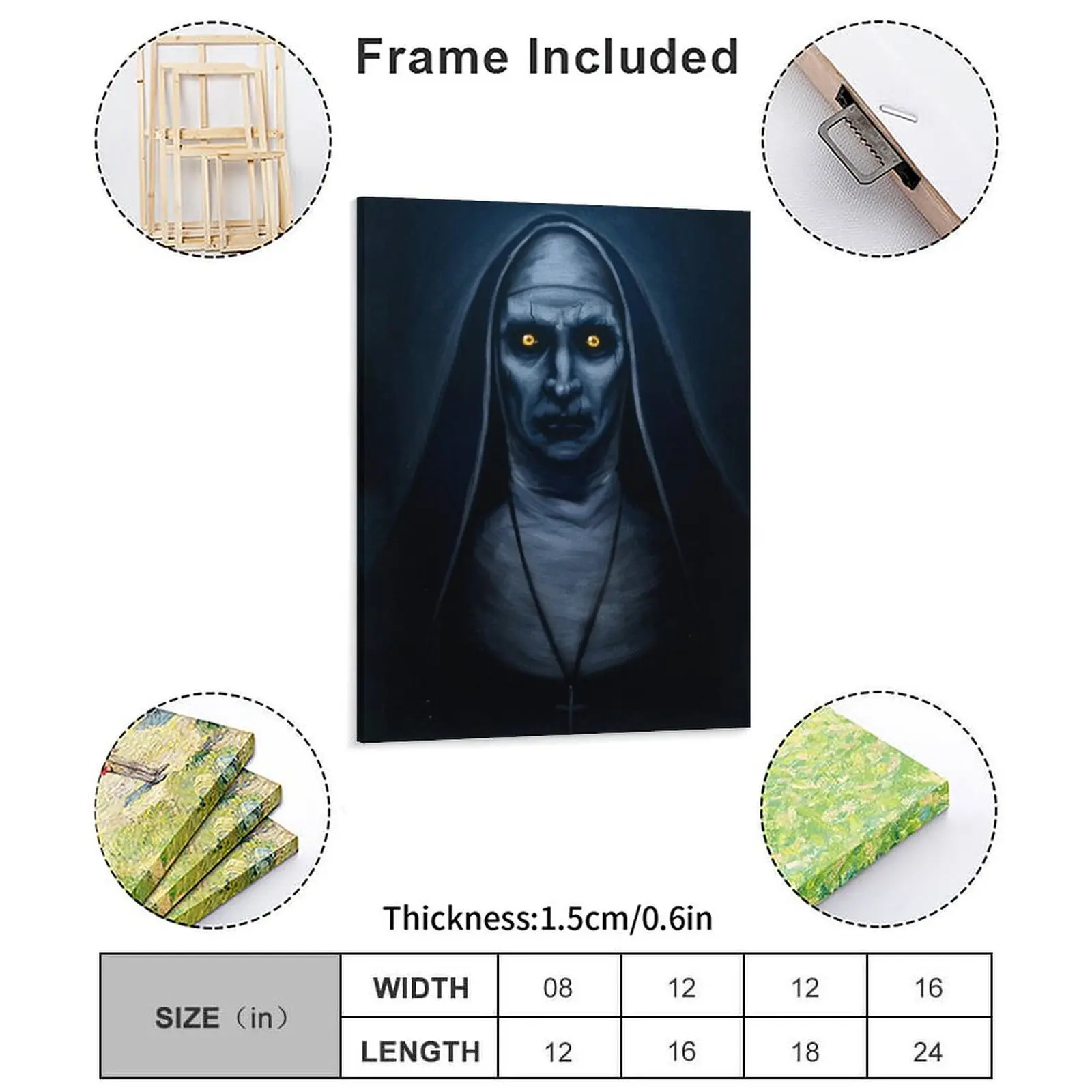 THE conjuring THE nun Annabelle Lorraine and Ed Warren Valak Painting Party Create Designer Wall Decor Framed Wall Paintings