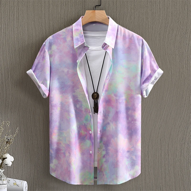 

Fashion Summer Men's Short-sleeved Shirt 3D Print Flower Plants Print Single-breasted Shirt Casual Vacation Button Down Blouse