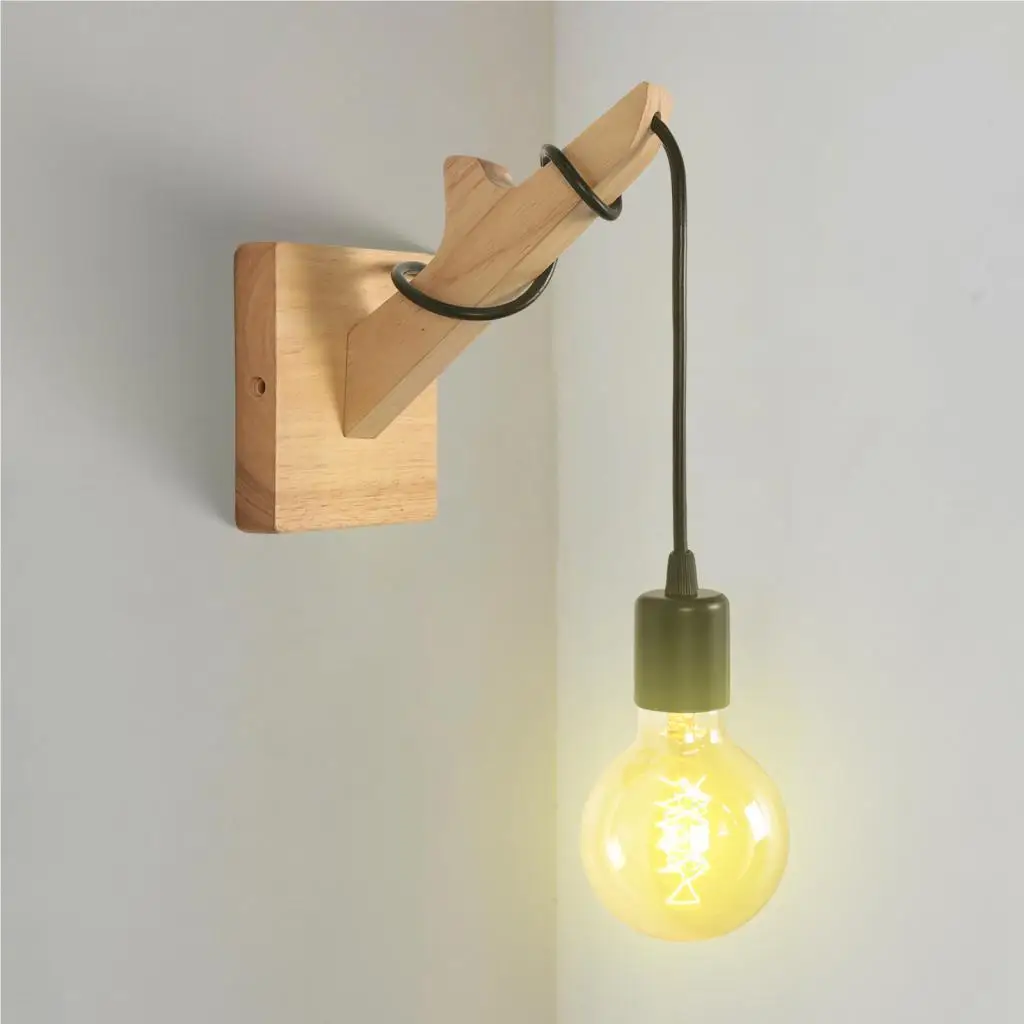 

Винтажный промышленный деревянный настенный светильник бра E27 ретро лофт внутренний настенный светильник для спальни гостиной домашний декор светильник