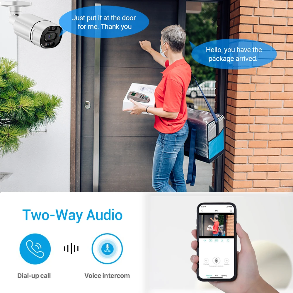 8MP 4K H.265 ONVIF IP Camera Waterproof Outdoor POE Camera Two Way Audio Color Nightvision Motion Detection CCTV Camera System