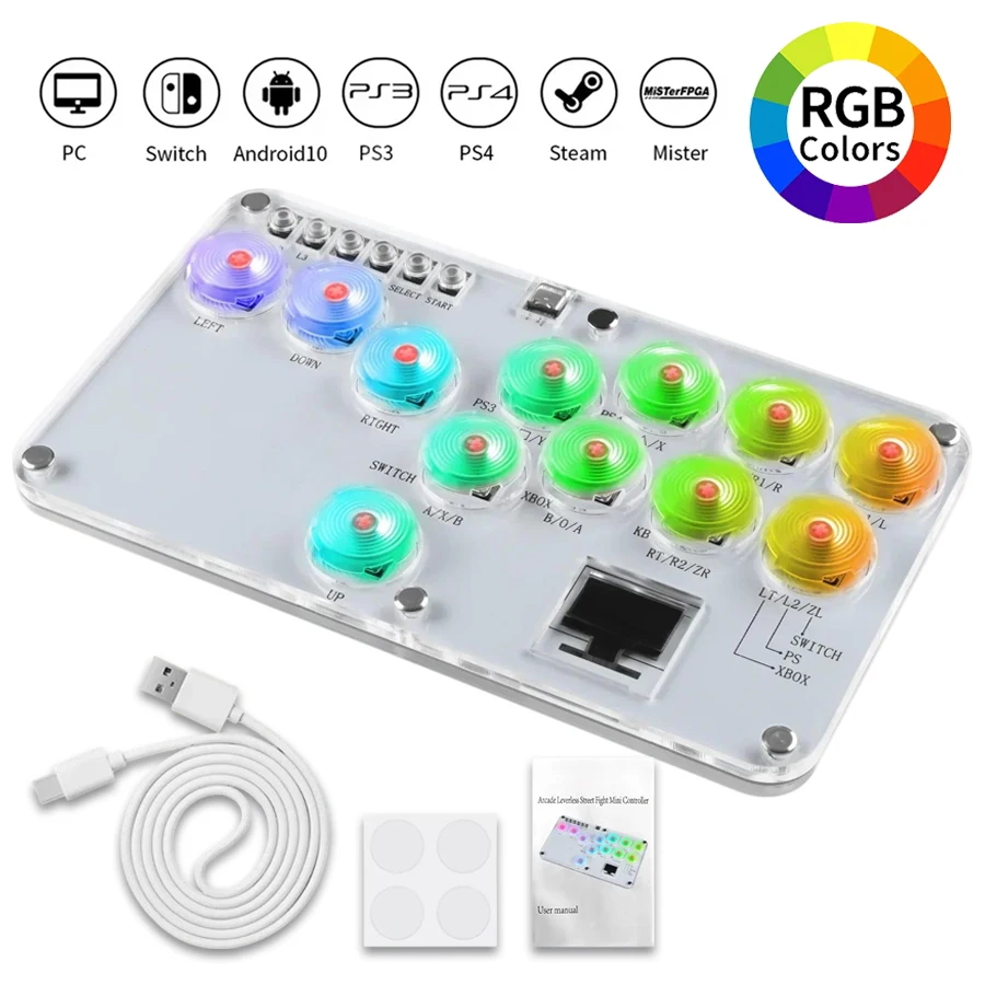 

Джойстик Hitbox RGB клавиатура аркадный контроллер для PS4/PS5/переключателя/парового ПК аркадный Hitbox без рычагов контроллер боевые палочки