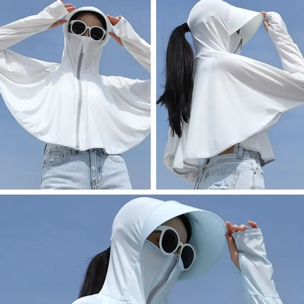 Summer Female Sun Protection Clothing  Protection Long Sleeve Ladies Cloak Breathable Outdoor Sports Women Sunscreen Hoodie