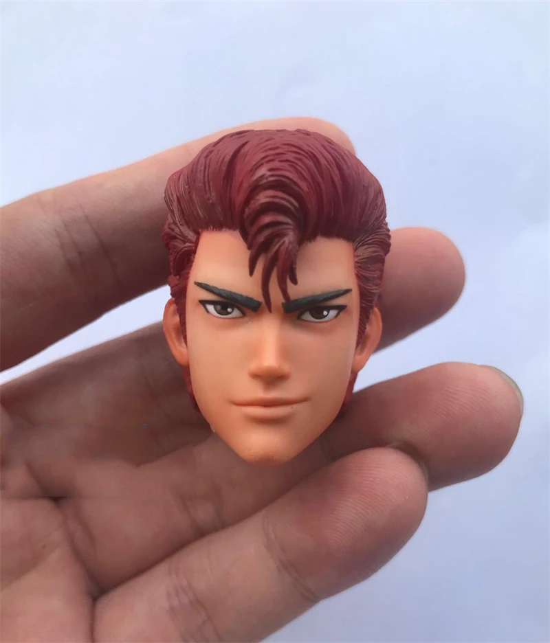 1/6 Shonoku High School Basketball Match YingMu Red Long Hair Head Sculpture Carving Model Fit 12inch Action Figures Collect DIY