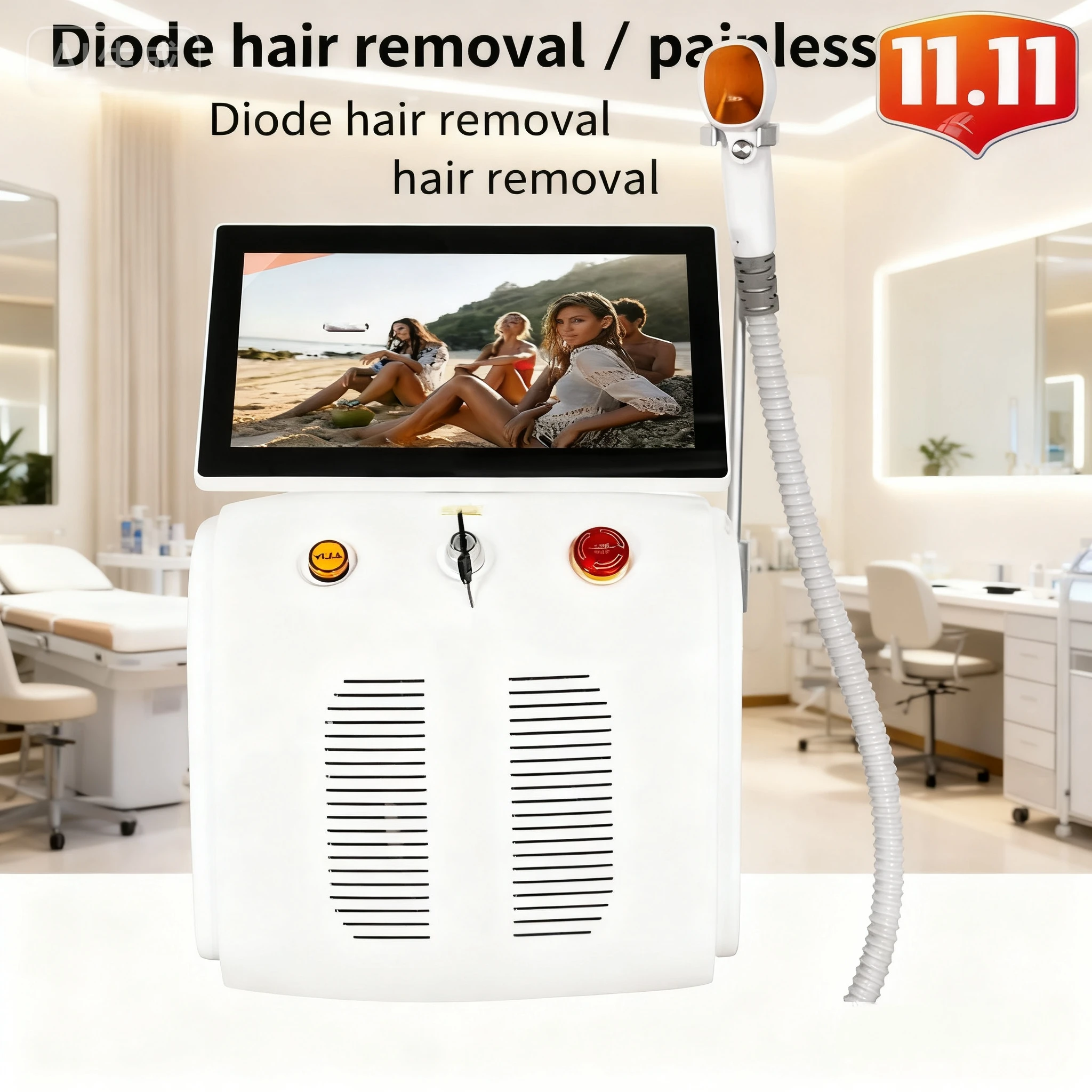 

3000W 3 Waves Diode Laser Hair Removal Machine 808/755/1064nm Salon Professional Ice Titanium