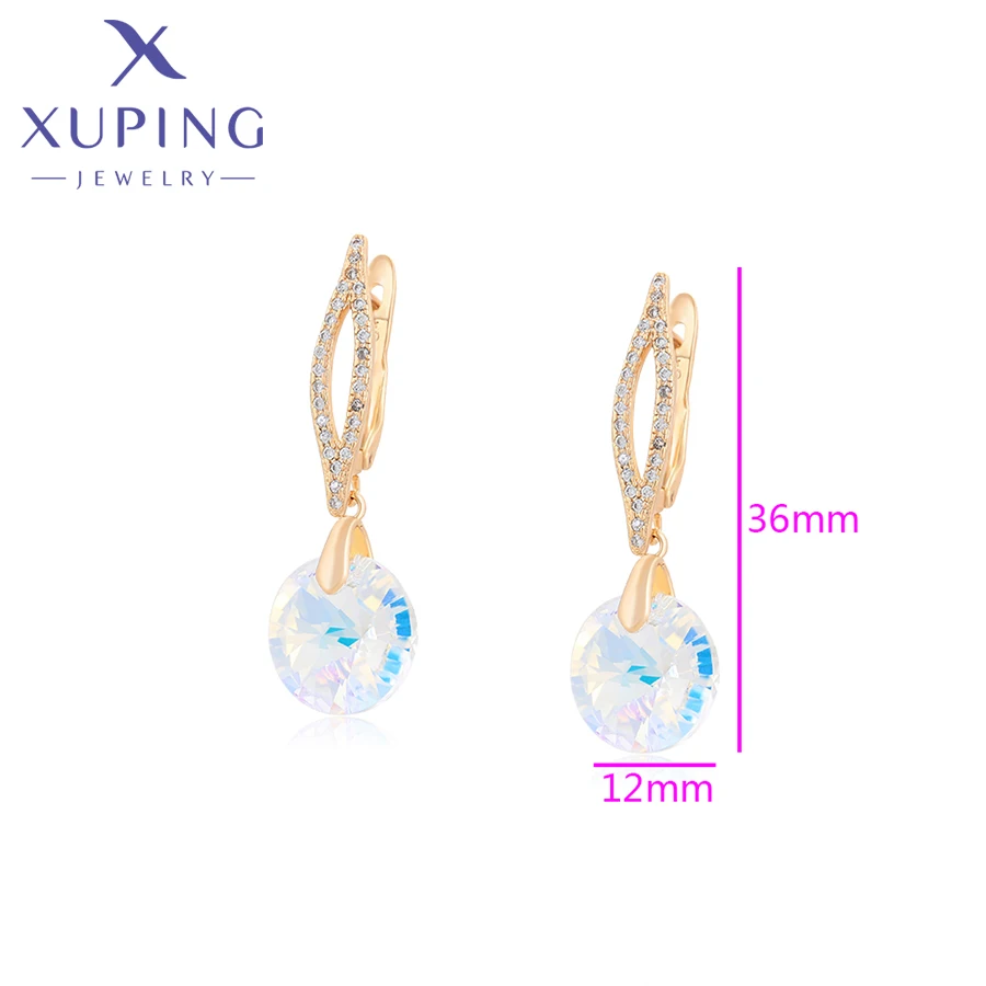 Xuping Jewelry Fashionable Charm Copper Alloy Round Shiny Crystal Earring with Gold Color for Women Girl Gifts X000651365