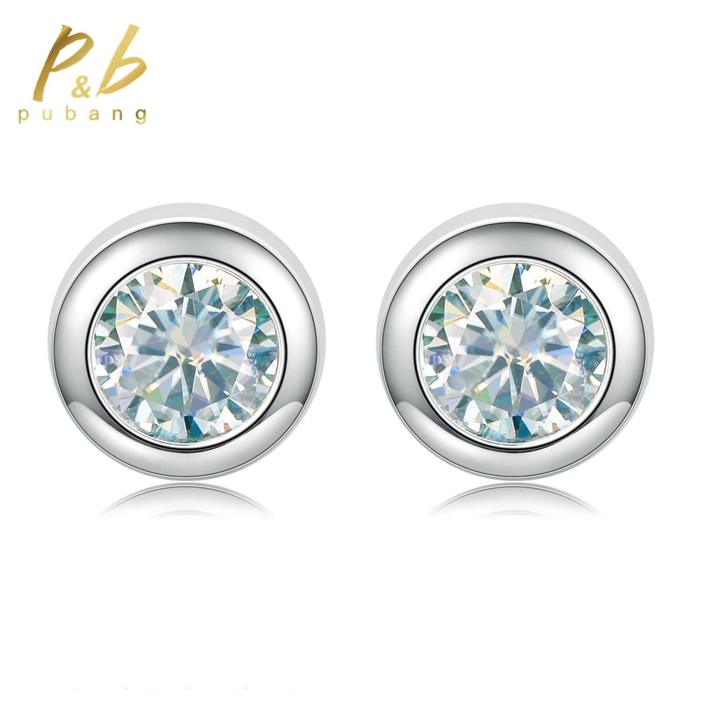 

PuBang Fine Jewelry Real 925 Sterling Silver GRA Moissanite Diamond Bubble Stud Earrings for Women Men Engagement Gift Wholesale