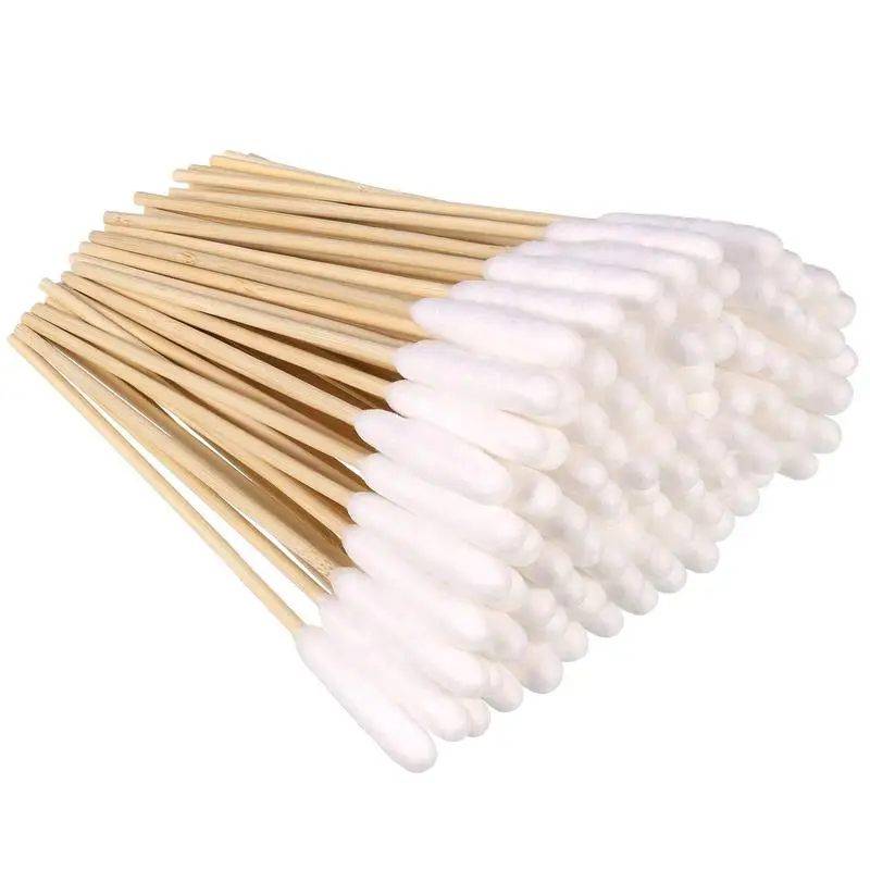 100 Pcs Long Ear Dog Cleaner Cotton Swab Sticks With Wood Handle Cotton Buds For Cat Dog Ear Wax Removal