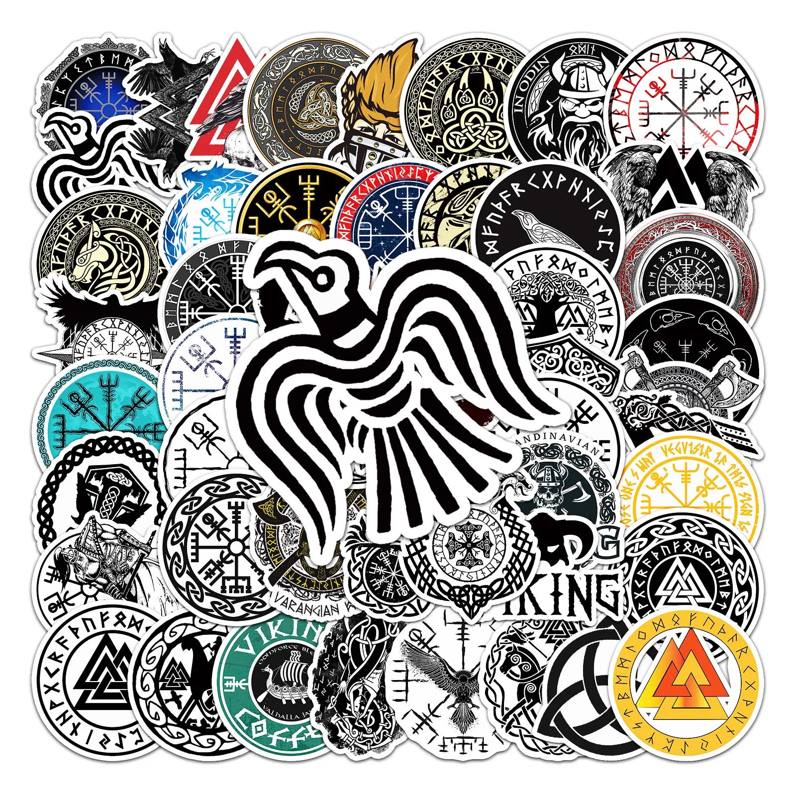 50Pcs Viking series Cartoon Cute Waterproof Sticker Skateboarding Snowboard Retro Vinyl Sticker