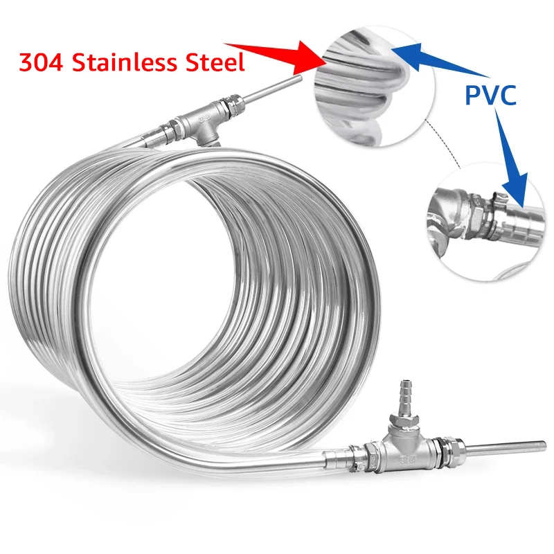 3/8\'\' x 10M Counterflow Wort Chiller Stainless Steel Heat Exchanger Cooling Coil Pipe Super Efficient Beer Cooling Machine