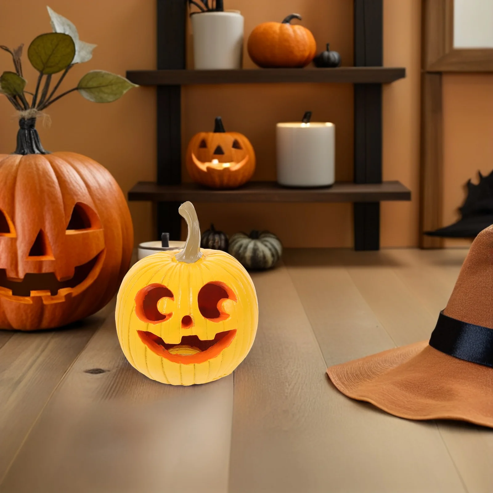 

Halloween Small Resin Pumpkin Statue Realistic Tabletop Decor for Fall Thanksgiving Party Unique Harvest and Garden Decoration