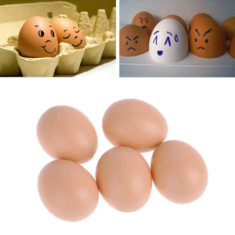 

5PCSEaster Fake Chicken Eggs Poultry Layer Coop Hatching Simulation for DIY Crafts Kids Painting Easter Party Home Decoration