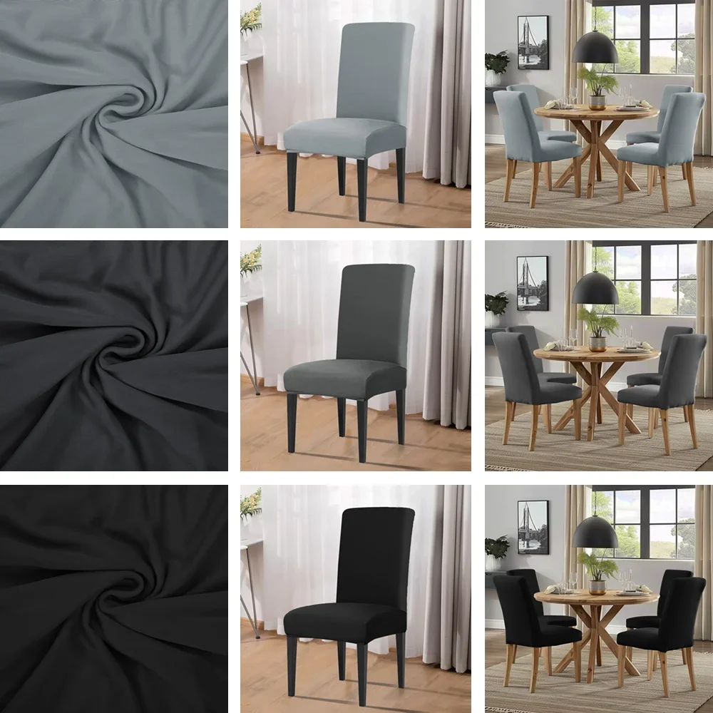 Set of 4 Elastic Chair Cover Dining Room Slipcovers Stretch Solid Removable  Protector  Protector Office  Decor