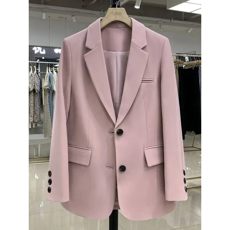 Giacche Cappotto rosa Casual sciolto Versione coreana Abito piccolo da donna Design Sense Blazer da donna