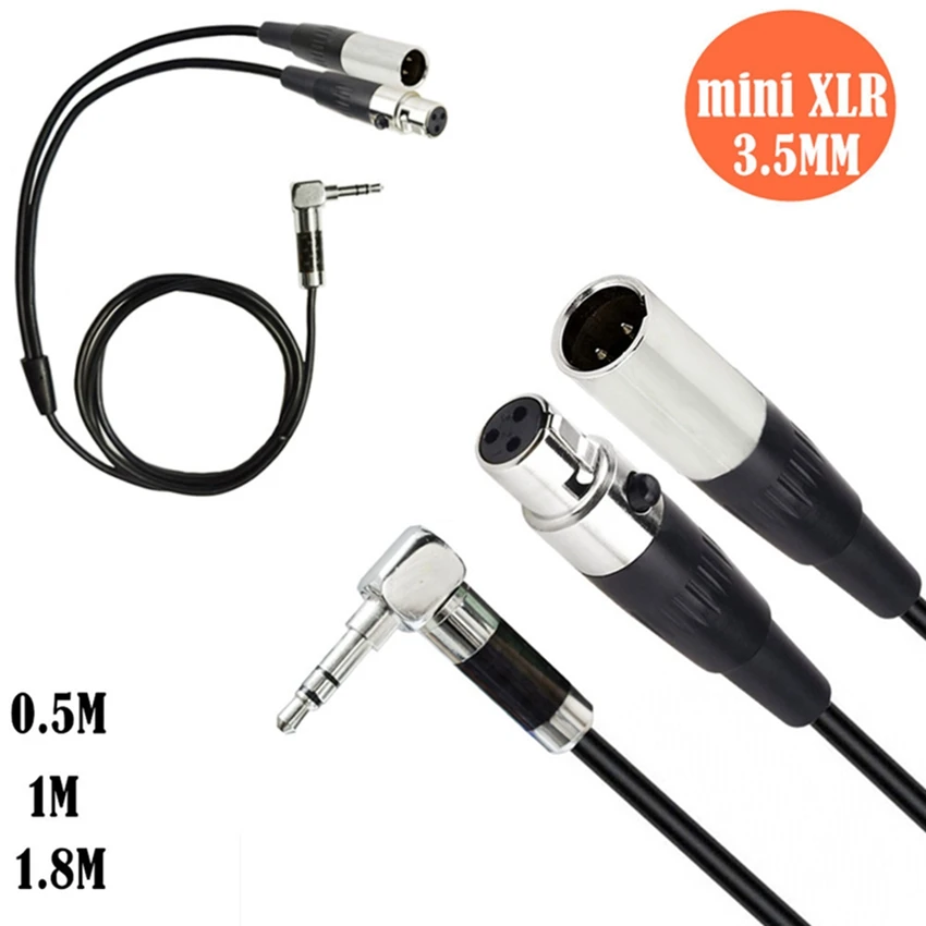 Dual Mini 3Pin XLR Male Female To 3.5mm 1/8\