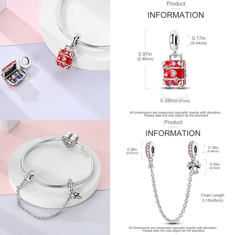 925 Sterling Silber Kaffeekanne Pfotenabdruck Koffer Kunstpalette Böser Blick Elefanten-Charm-Perlen Original DIY Armband Geschenk für Frauen – Detail 16