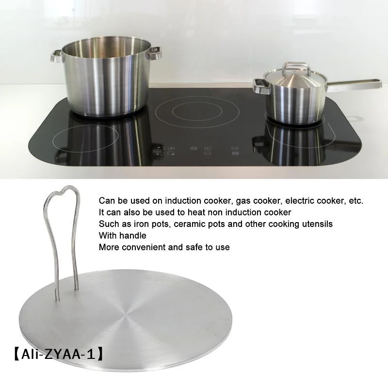 【A】Kitchen Heat Diffuser Plate Anti Scald Handle Stainless Steel Induction Plate Electric Cooker Diffuser Adapter Converter