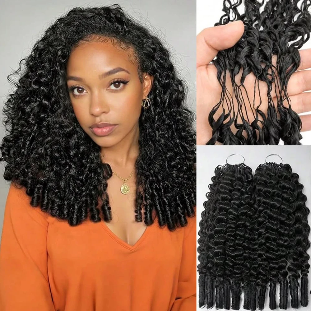 5 Pack Burmese Curly Crochet Hair Knotless Feather Pre-Separated Crochet Braids Light Weight Reusable Brazilian Hair Extensions