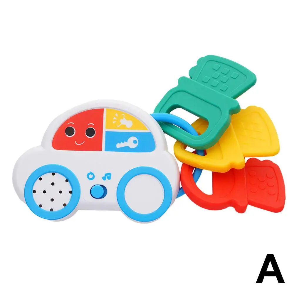 ABS Silicone Funny Baby Rattle Soothing Music Bite Key Early Car Children Toy Doll Gift Toys Music Coax Birthday Education M5T1