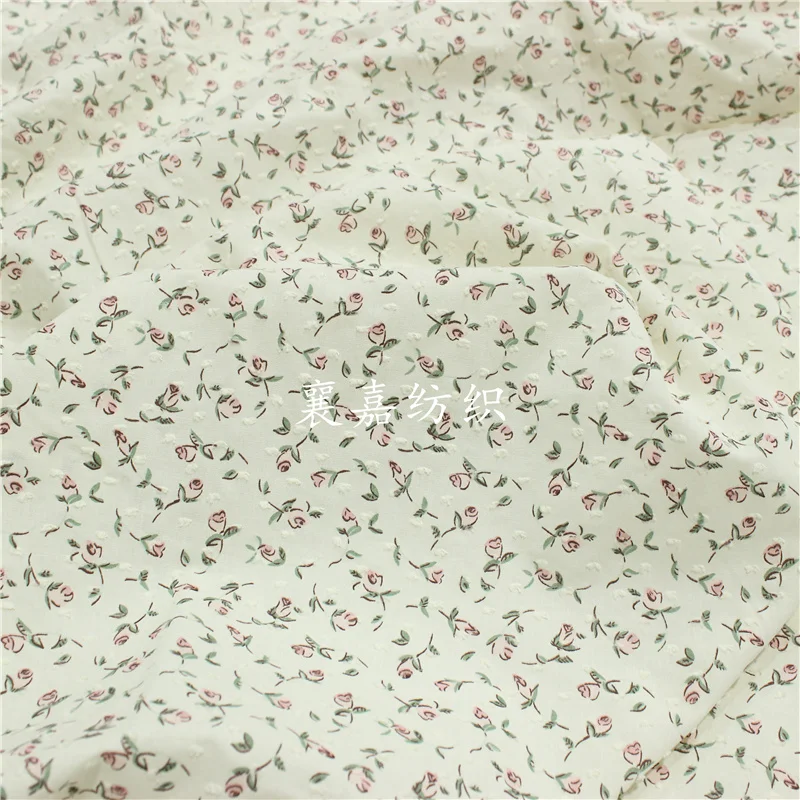 

148x50 см маленькая тканая хлопковая тканая ткань в горошек с цветочным принтом, для детской одежды, женская рубашка, юбка, ткань для шитья