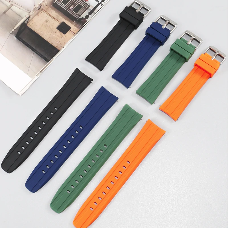 General Brand Waterproof Silicone Watch Strap With 19/20/21/22mm Curved Interface Rubber Watch Belt.