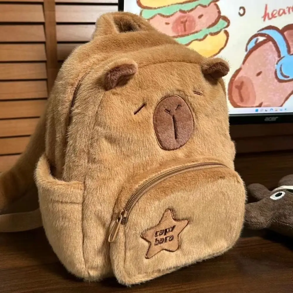 Sac à dos en peluche Capybara, sac à bandoulière, grande capacité, dessin animé animal, mode