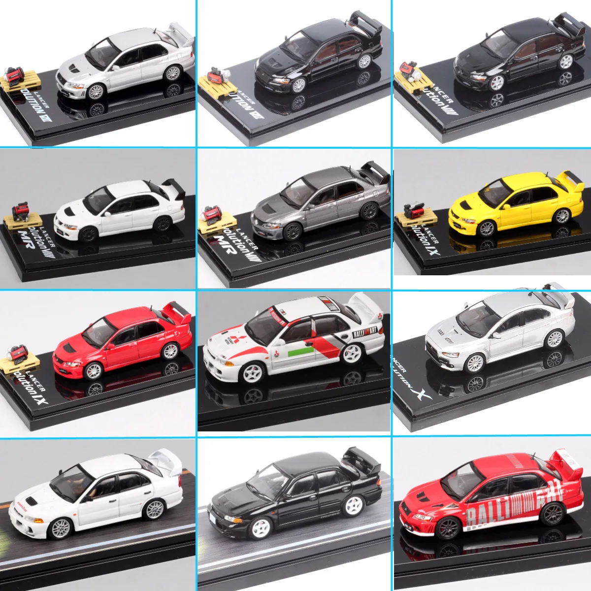 Hobby Japan 1/64 Scale Mitsubishi Lancer GSR RS Evolution EVO IX VII IV VIII Ralliart Rally Car Model Diecasts Toy Vehicles HJ64