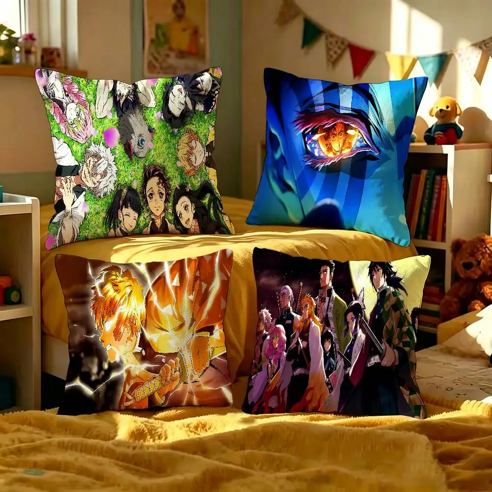 Anime D-DemonS Slayer Cushion Cover Car Throw Pillow Case For Sofa Car Christmas Gift 40x40cm 45x45cm