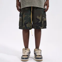 American High Street Washed Trendy Camouflage Loose Shorts Summer Drawstring Versatile Workwear Trendy Shorts Mens Clothing