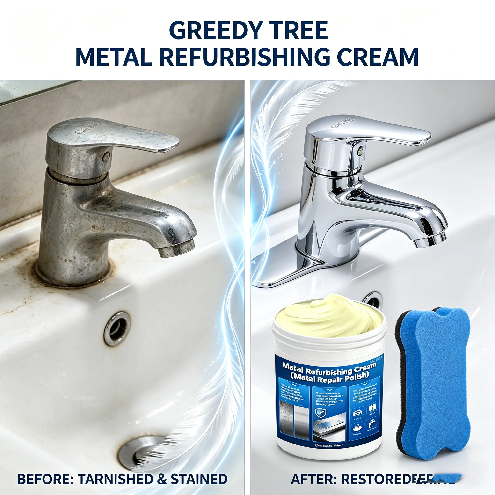 

150mL Metal Refurbishing Cream Polish Restore Shine Remove Tarnish Oxidation with Sponge Applicator