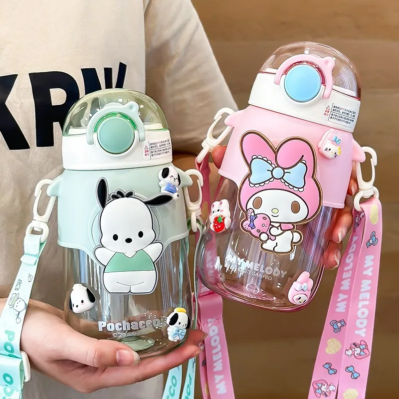 

Sanrio Kuromi Large Capacity Kids Water Bottle with Straw Cute Summer Cup for Girls Boys