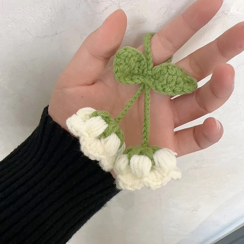 Crochet Flower Pendant Bell Orchid Crochet Creative Keychain lily of the valley Handmade Pendant Crochet Accessories 코바늘꽃