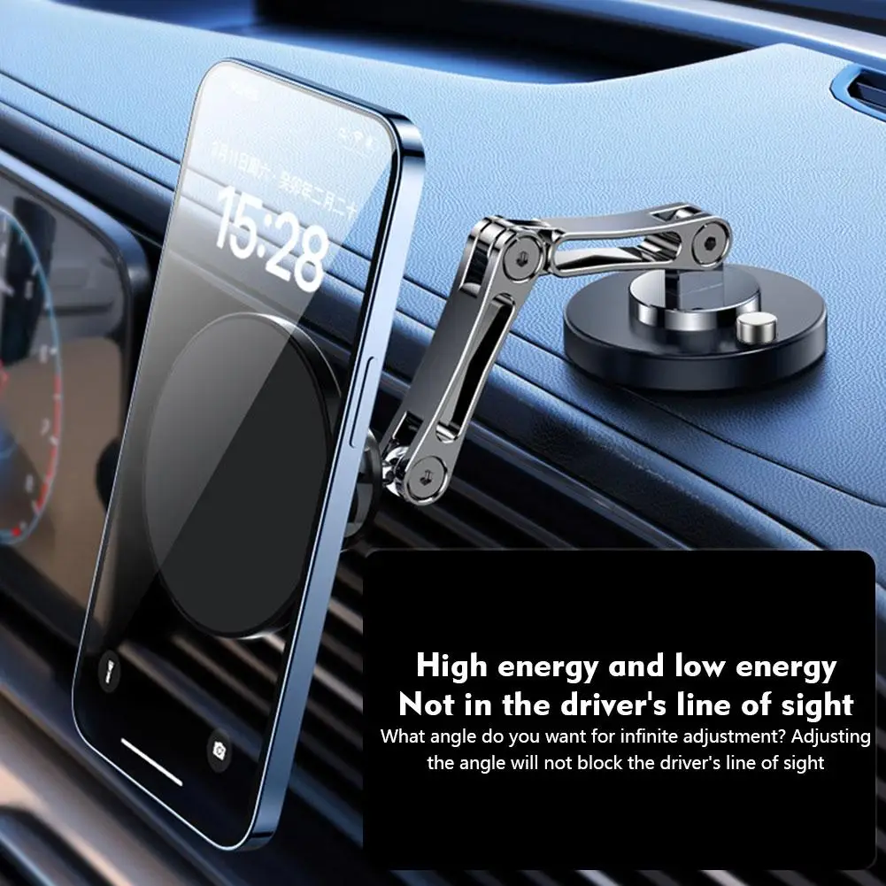 

720 Rotate Metal Magnetic Car Phone Holder Foldable Mobile Phone Stand Air Vent Magnet Mount GPS for iPhone 12 13 14 B9J0