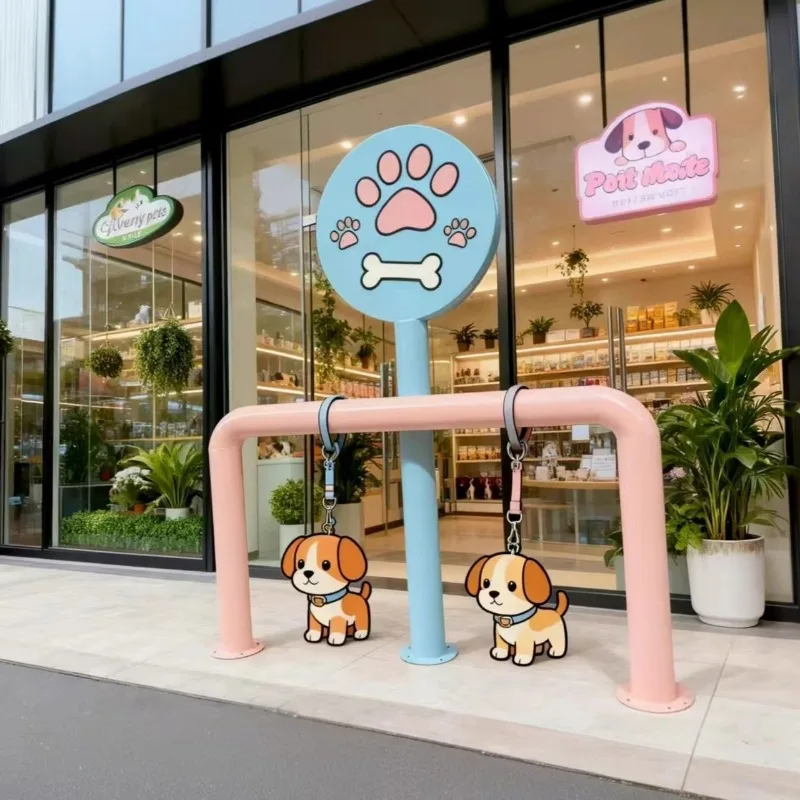 Dog parking sign Coffee shop Restaurant Supermarket entrance Dog parking pet leash peg