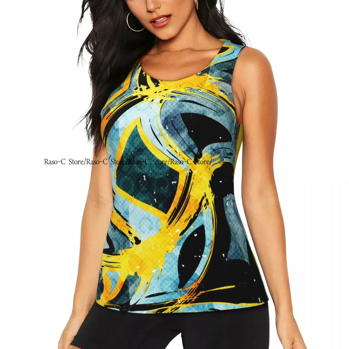 Women's Workout Tank Tops Quick Dry Sleeveless Athletic Shirts Abstract Retro Geometric Black White And Pastel Gym Yoga Tops