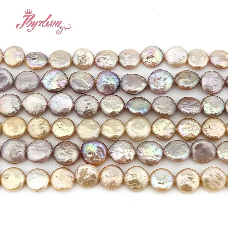 Natural Freshwater Pearl Coin DIY Stone Beads Spacer Strand 15 Inches For Necklace Bracelet Jewelry Making Beads Free shipping