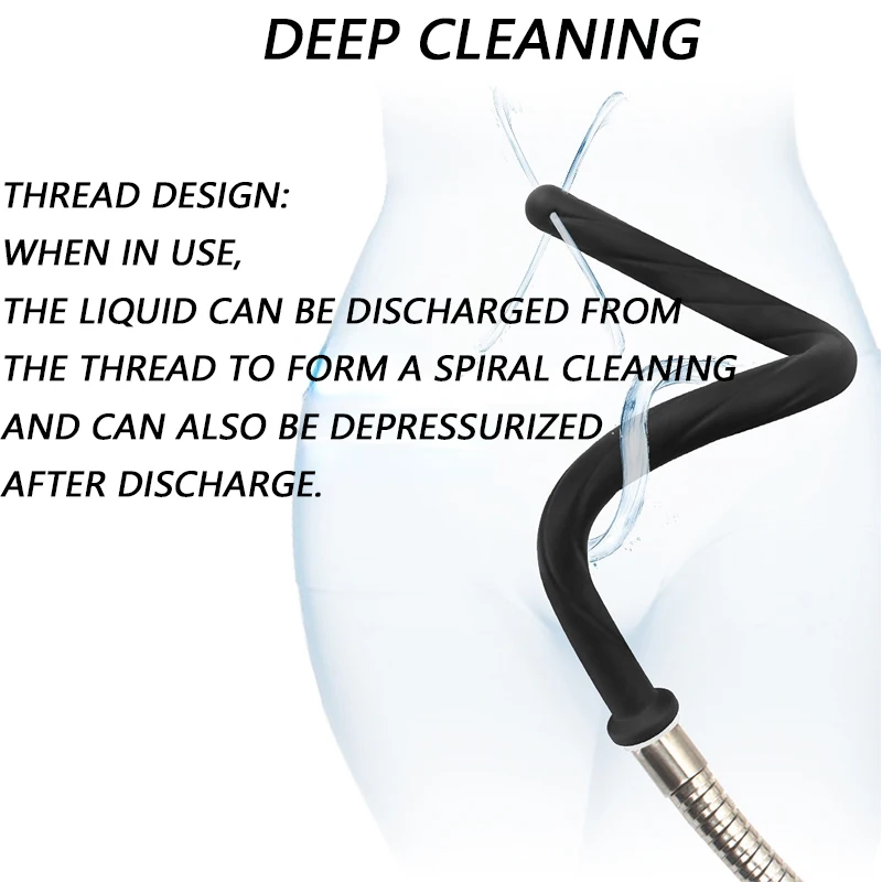 Portable Soft Silicone Black Bidet Wash Hose Cleaner Personal Enema Nozzle Douch Cleaning 41cm Tube