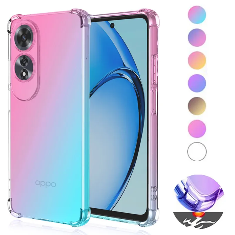 Gradient TPU Case for OPPO A60 A79 5G A98 A78 A58 A38 A18 Protective Cover Shockproof Transparent Fundas Coque Capa