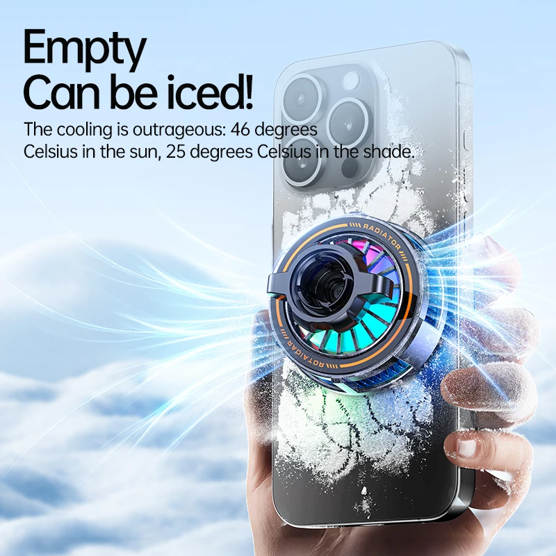 Универсальная автомобильная присоска, магнитное полупроводниковое охлаждающее крепление для телефона, RGB-подсветка, 3-уровневая регулировка для iPhone 16, 15, 14, 13, Samsung