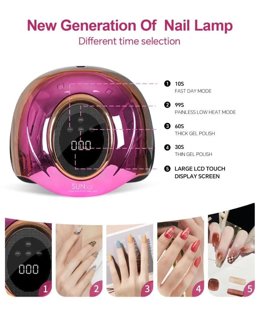 Big Power 72 LEDs UV LED Nail Lamp with 4 Timer Setting Auto Sensor Professional Gel Curing Lamp Gel Polish Light for Salon Home