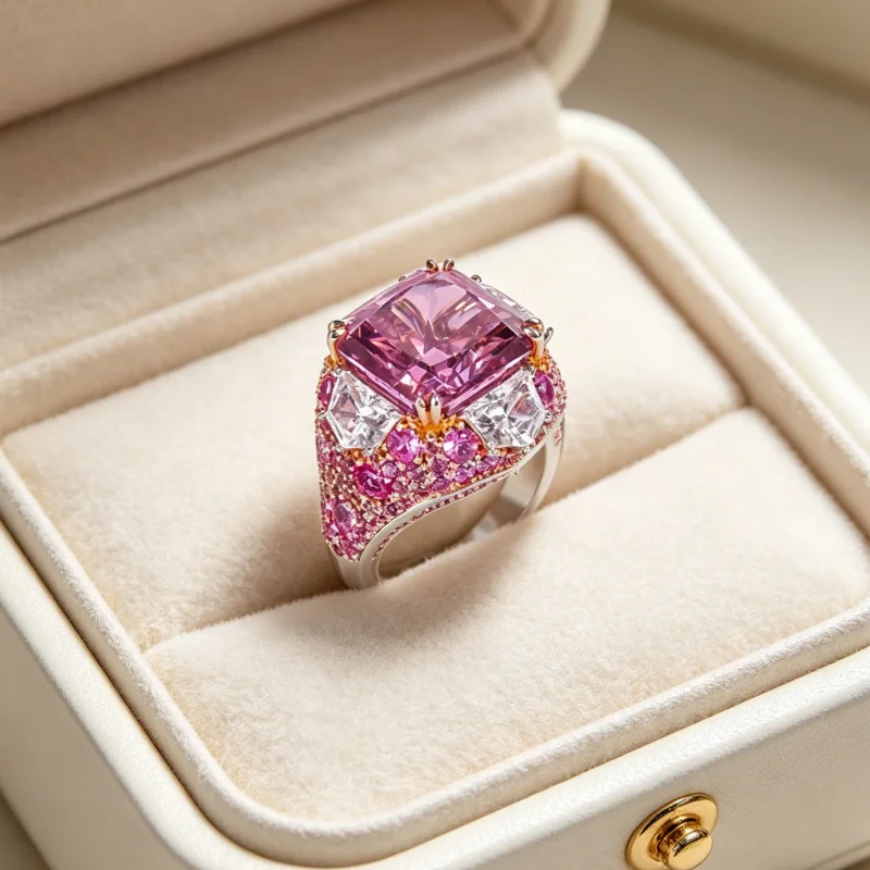 

Cameo 925 Silver Gold-plated Purple Synthetic Gemstone Rings Fine Jewelry Luxury Diamond Ring for Women
