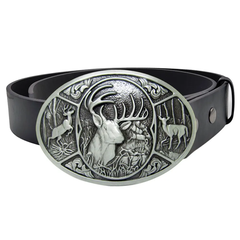 

Cheapify Dropshipping Oval Western Sika Deer Belt Buckle Casual Cowboy Men Belts Jeans Cowskin Waistband Male Fashion Design New