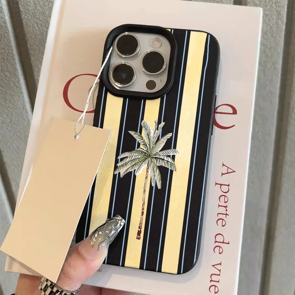 Koreanischer Stil Sommer Strand Kokospalmen Handyhülle für iPhone 17 16 15 14 13 12 11 Pro Max Plus X XR Silikon Matt Weiche Hülle – Detail 9